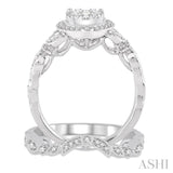 3/4 Ctw Diamond Lovebright Wedding Set with 5/8 Ctw Engagement Ring and 1/6 Ctw Wedding Band in 14K White Gold