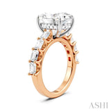 1 1/3 Ctw Oval Shape Emerald and Round Cut Diamond Semi-Mount Engagement Ring in 14K Rose and White Gold