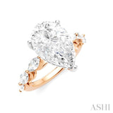1 Ctw Pear Shape Marquise and Round Cut Diamond Semi-Mount Engagement Ring in 14K Rose and White Gold