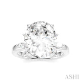 5/8 Ctw Akari Oval Shape Marquise and Round Cut Diamond Semi-Mount Engagement Ring in 14K White Gold