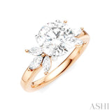 1/2 Ctw Akari Circular Shape Marquise and Round Cut Diamond Semi-Mount Engagement Ring in 14K Rose and White Gold