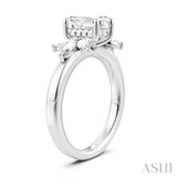 1/2 Ctw Emerald Shape Marquise and Round Cut Diamond Semi-Mount Engagement Ring in 14K White Gold