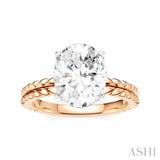 1/10 Ctw Oval Shape Round Cut Diamond Semi-Mount Engagement Ring in 14K Rose and White Gold