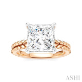 1/10 Ctw Princess Shape Round Cut Diamond Semi-Mount Engagement Ring in 14K Rose and White Gold