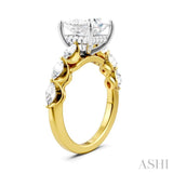 3/4 Ctw Princess Shape Marquise and Round Cut Diamond Semi-Mount Engagement Ring in 14K Yellow and White Gold