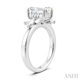 1/2 Ctw Emerald Shape Marquise and Round Cut Diamond Semi-Mount Engagement Ring in 14K White Gold
