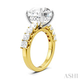 1 1/3 Ctw Round Shape Princess and Round Cut Diamond Semi-Mount Engagement Ring in 14K Yellow and White Gold