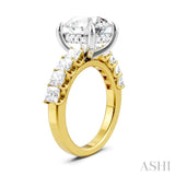1 1/3 Ctw Round Shape Princess and Round Cut Diamond Semi-Mount Engagement Ring in 14K Yellow and White Gold