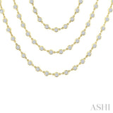 20 Ctw Bezel Set Round Cut Diamond Layered 60-Inch Necklace in 14K Yellow Gold