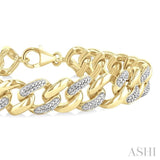 1/6 Ctw Round Cut Diamond Cuban Link Bracelet in Yellow Gold Vermeil