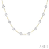 5 Ctw Bezel Set Round Cut Diamond Station Necklace in 14K Yellow and White Gold