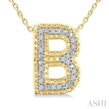 1/20 Ctw Bubble Accent Initial 'B' Round Cut Diamond Fashion Pendant With Chain in Yellow Gold Vermeil