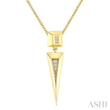 1/50 Ctw Pyramid Round Cut Diamond Fashion Pendant in 14K Yellow Gold