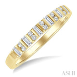1/4 Ctw Vertically Aligned Baguette and Round Cut Diamond Stackable Fashion Band in 10K Yellow Gold