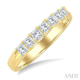 1/2 Ctw 7 Stone Princess Cut Diamond Wedding Band in 14K Yellow Gold