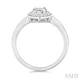 6X4 MM Oval Shape White Topaz and 1/50 Ctw Round Cut Diamond Semi-Precious Ring in Sterling Silver