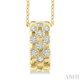 1/5 Ctw Round Cut Golden Glow Diamond Checkered Fashion Pendant With Chain in 10K Yellow Gold