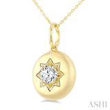 5/8 Ctw Circle Round Cut Diamond Fashion Dome Pendant With Chain in 14K Yellow Gold