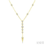 1 Ctw Paperclip Round Cut Diamond Fashion Station Necklace in 14K Yellow Gold