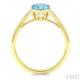 16X6 MM Evoque Gemstones Pear Shape Blue Topaz and 1/50 Ctw Round Cut Diamond Semi-Precious Ring in 10K Yellow Gold