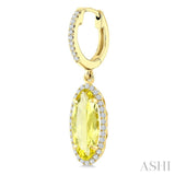 12X5 MM Evoque Gemstones Oval Shape Lemon Quartz and 1/3 Ctw Round Cut Diamond Semi-Precious Earrings in 10K Yellow Gold