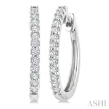 1/3 Ctw Round Cut Diamond Hoop Earrings in 14K White Gold