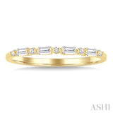 1/6 Ctw Baguette and Round Cut Diamond Link Stackable Fashion Band in 10K Yellow Gold