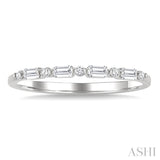 1/6 Ctw Baguette and Round Cut Diamond Link Stackable Fashion Band in 10K White Gold