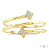 1/20 Ctw Split Double Clover Coil Round Cut Diamond Open Fashion Ring in 10K Yellow Gold