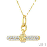 1/3 Ctw Round Cut Diamond T-Bar Fashion Necklace in 10K Yellow Gold