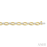 3/4 Ctw Oval Shape Link Round Cut Diamond Bracelet in 14K Yellow Gold