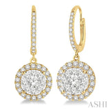 3/4 Ctw Round Cut Diamond Lovebright Earrings in 14K Yellow and White Gold