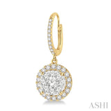 3/4 Ctw Round Cut Diamond Lovebright Earrings in 14K Yellow and White Gold