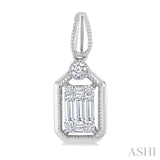 1/3 Ctw Fusion Baguette and Round Cut Diamond Fashion Earrings in 14K White Gold