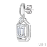 1/3 Ctw Fusion Baguette and Round Cut Diamond Fashion Earrings in 14K White Gold