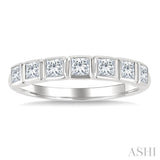 3/4 Ctw East-West Set Princess Cut Bezel Diamond Stackable Fashion Band in 14K White Gold
