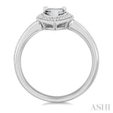 7X5 MM Pear Shape White Topaz and 1/50 Ctw Round Cut Diamond Semi-Precious Ring in Sterling Silver
