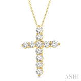 1 Ctw Round Cut Diamond Cross Pendant in 14K Yellow Gold with Chain