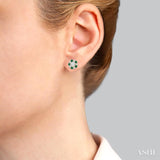 2.9 MM Round Cut Emerald and 1 Ctw Round Cut Diamond Precious Earrings Jacket in 14K Yellow Gold