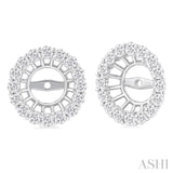 1 1/4 Ctw Round Cut Diamond 8MM Round Earrings Jacket in 14K White Gold