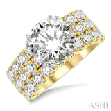 2 5/8 Ctw Triple Row Round Cut Diamond Semi-Mount Engagement Ring in 14K Yellow and White Gold
