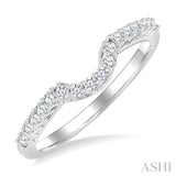 1/4 Ctw Curved Round Cut Diamond Wedding Band in 14K White Gold