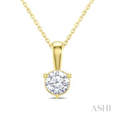 1/5 Ctw Round Cut Diamond Martini Solitaire Pendant With Chain in 14K Yellow Gold