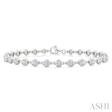 2 Ctw Bezel Set Round Cut Diamond Station Bracelet in 14K White Gold