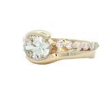 Yellow Gold Multistone Ring with Oval Cut Diamond
