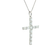 Baguette Cut Diamond Cross Pendant.