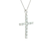 Baguette Cut Diamond Cross Pendant.