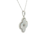 White Gold Clover Charm Necklace with Round Brilliant Diamond
