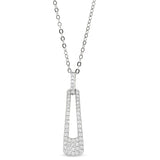 Platinum finish sterling silver micropave door knocker pendant with simulated diamonds on 18 chain