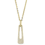 Gold finish sterling silver micropave door knocker pendant with simulated diamonds on 18 chain